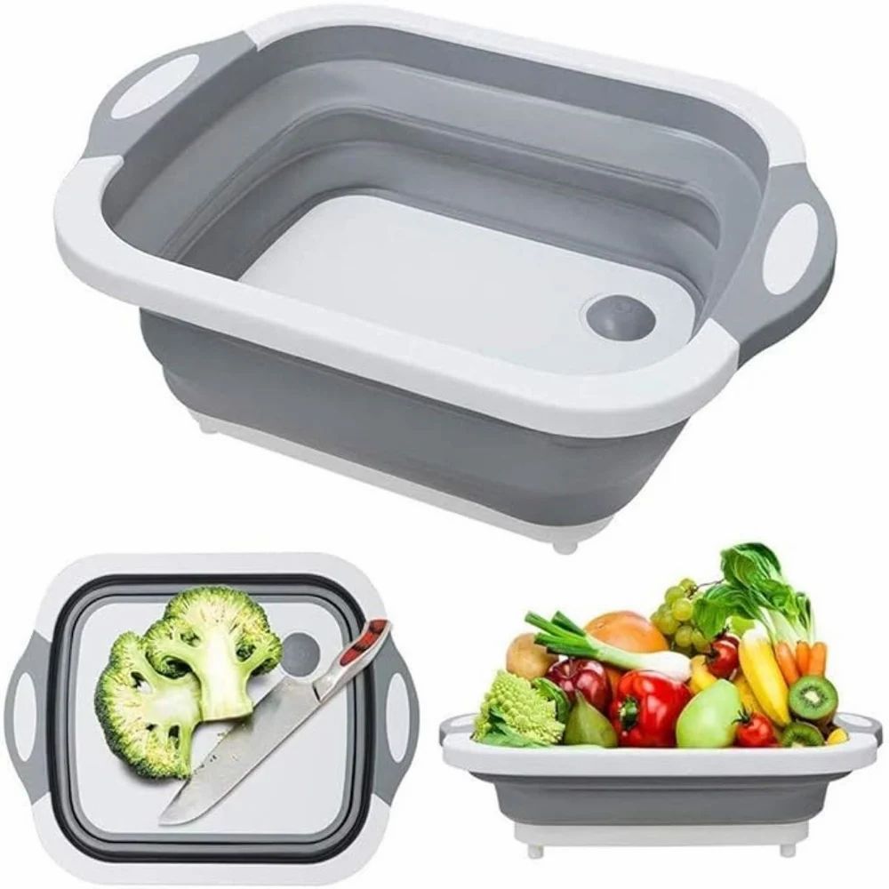 Material: Plastic Collapsible Cutting Board with Dish Tub Basket