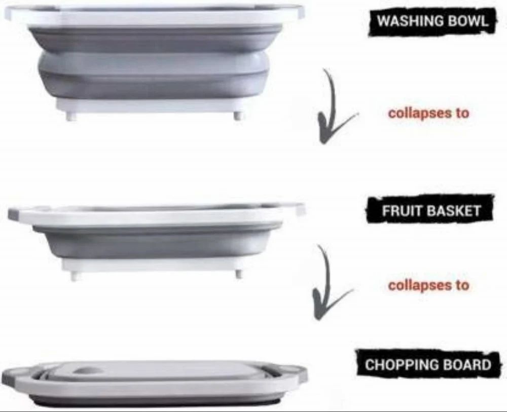 Material: Plastic Collapsible Cutting Board with Dish Tub Basket