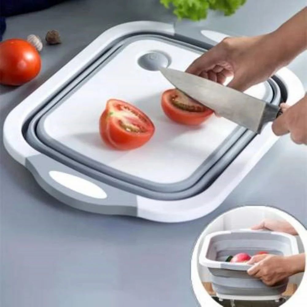 Material: Plastic Collapsible Cutting Board with Dish Tub Basket